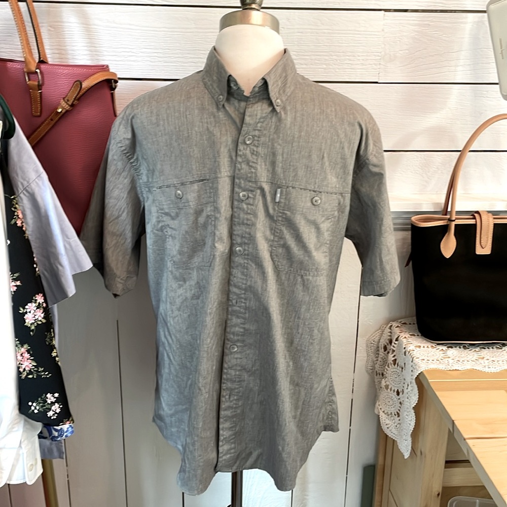 Gh bass & co Men's Gray Short Sleeve button up Shirt outdoor sport